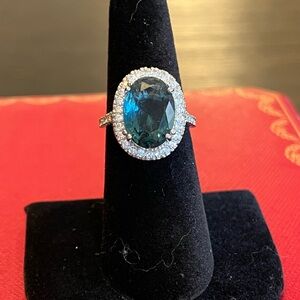 Vintage London Topaz and Crystal Cocktail Ring